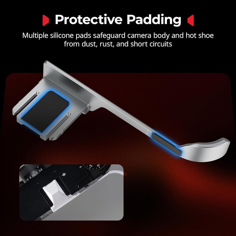 SMALLRIG X Half Thumb Grip for FUJIFILM X Half, Anti-Slip Design, Built-in Silicone Pads (Silver) - 5221 - Image 5